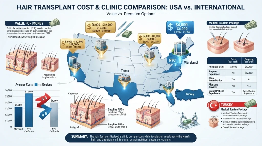 Maryland hair transplant cost comparison for FUE FUT and ARTAS procedures in 2026