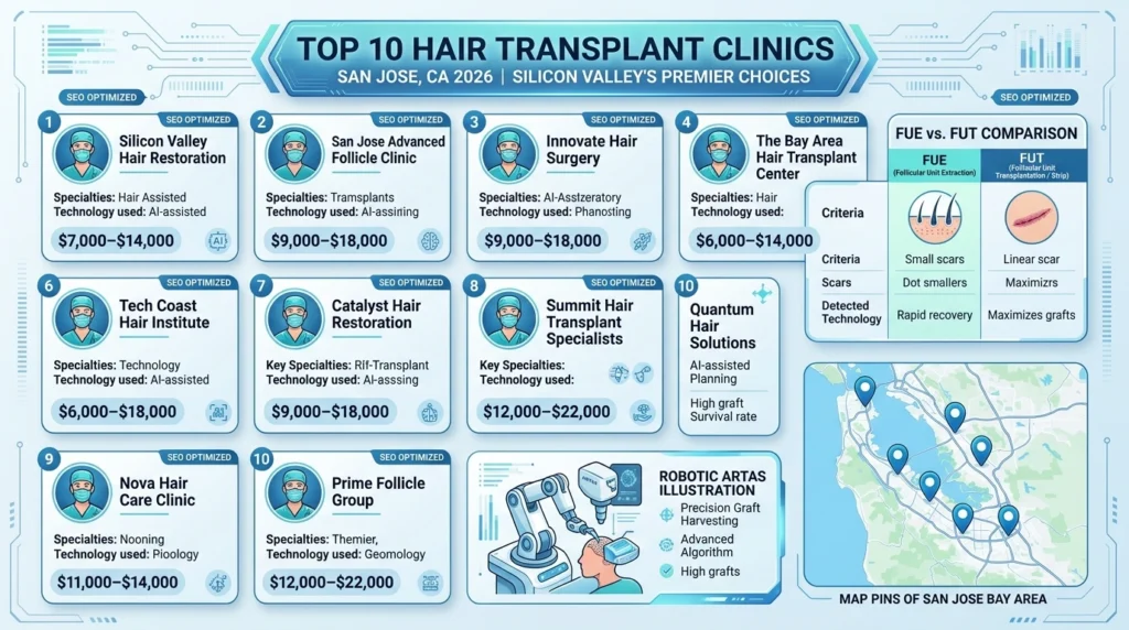 Top 10 Hair Transplant San Jose Clinics, Cost & Doctors USA 2026