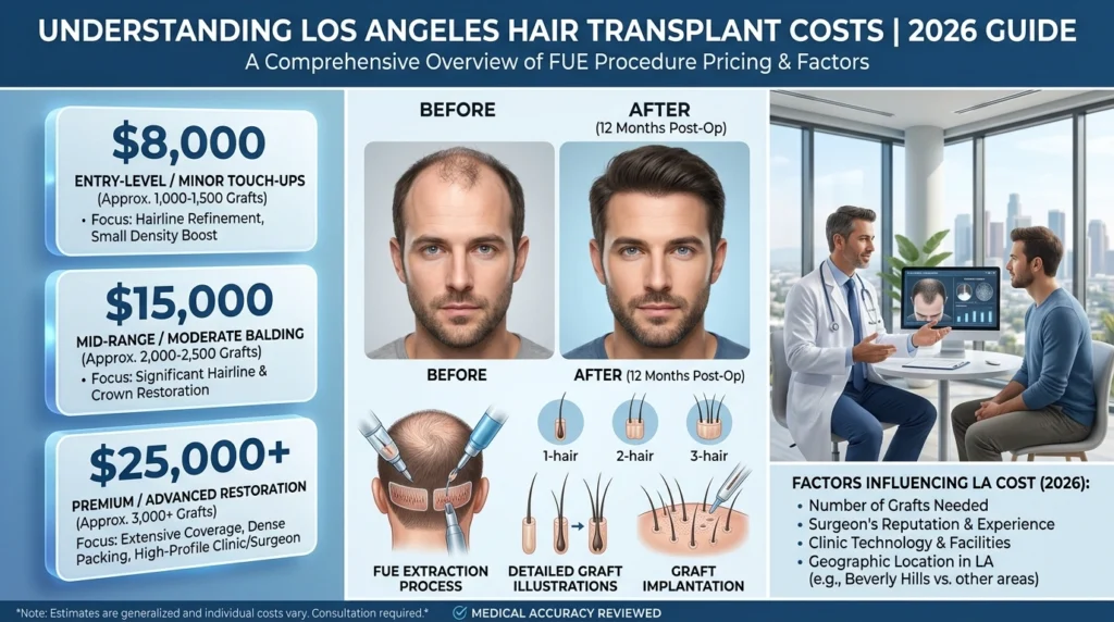 What Hair Transplant Surgery Actually Costs in Los Angeles in 2026