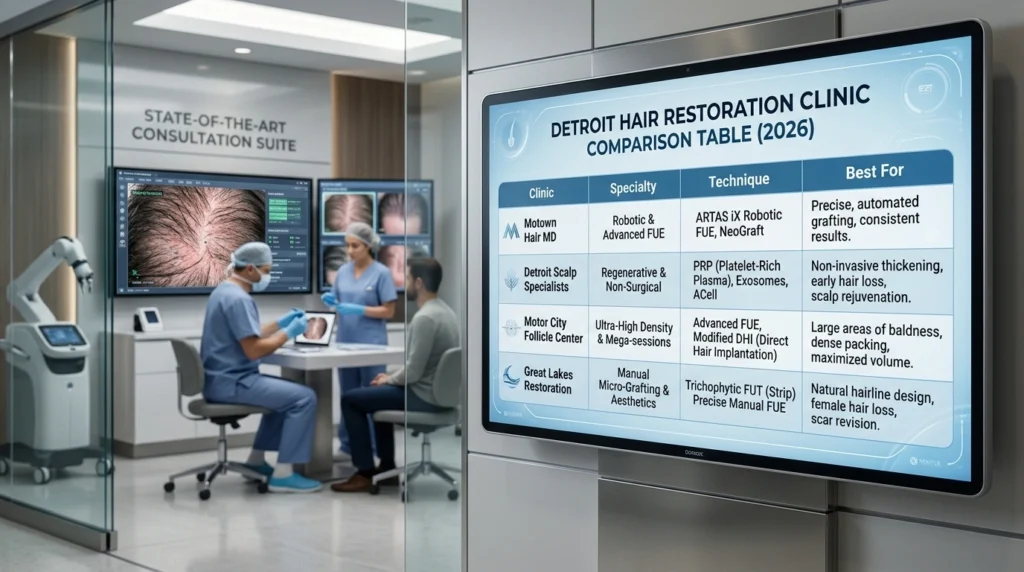 Detroit Hair Restoration Comparison Table