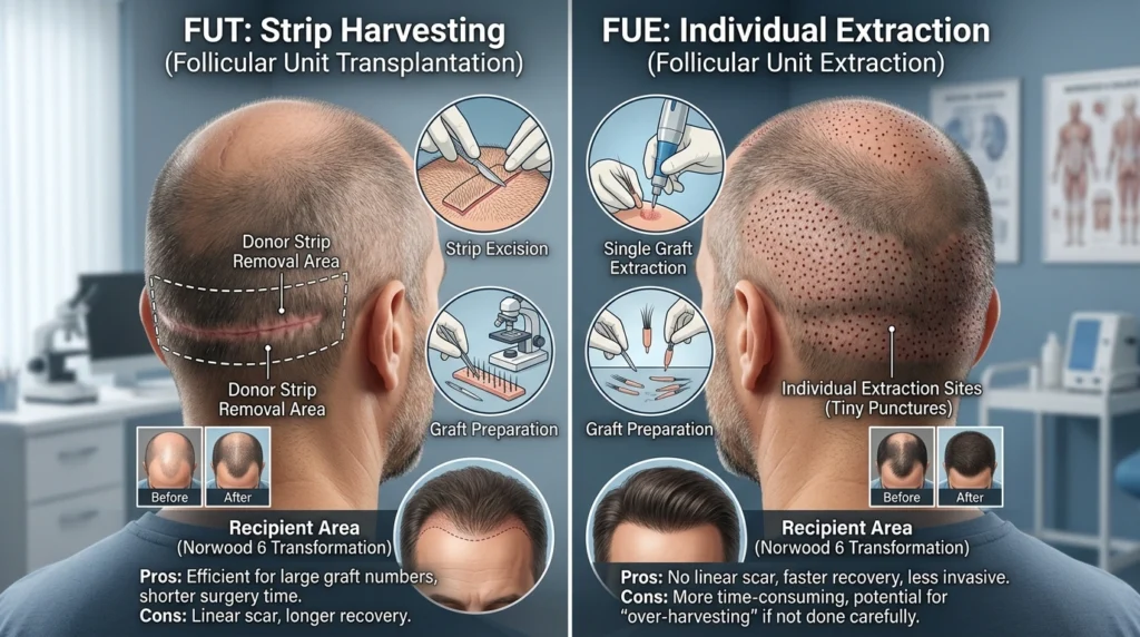 FUT vs FUE Hair Transplant Comparison 2026
