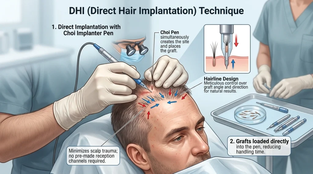 Joel McHale's hair transplant DHI hair transplant direct implantation using Choi pen precision hairline design