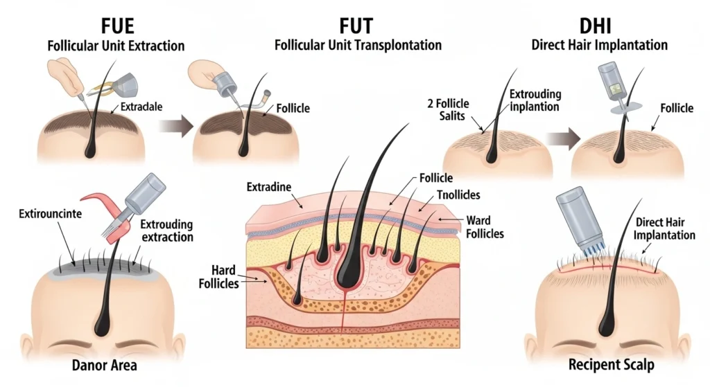 FUE vs FUT vs DHI Success Rate