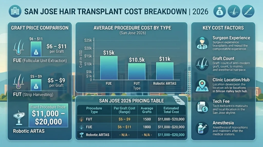 Hair Transplant Cost San Jose 2026 Full Pricing Guide