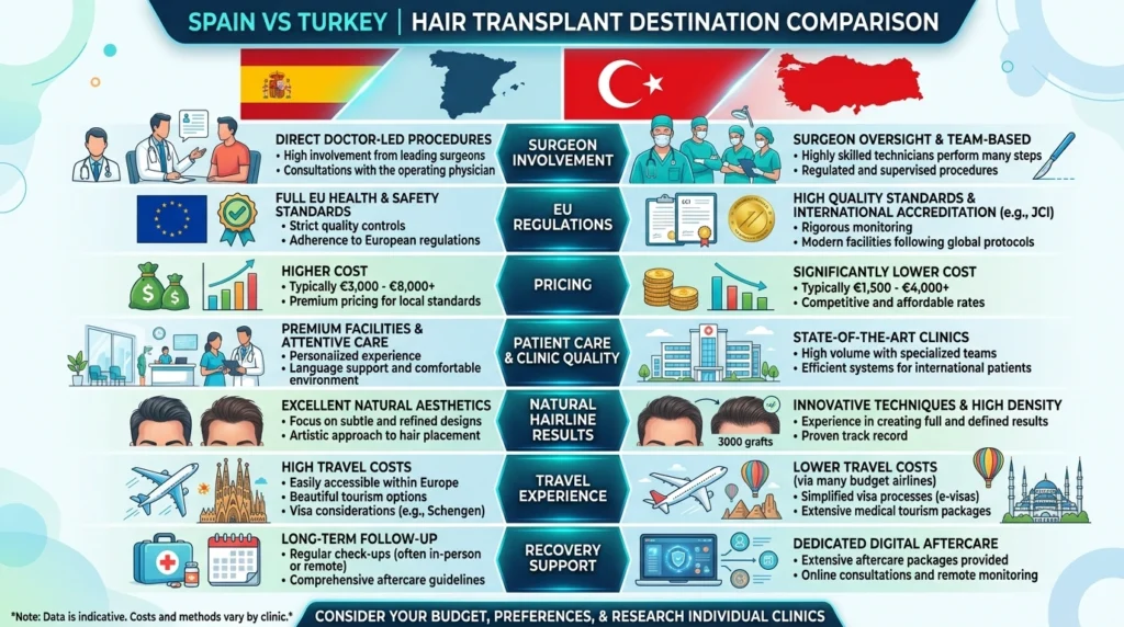 Hair Transplant Spain vs Turkey