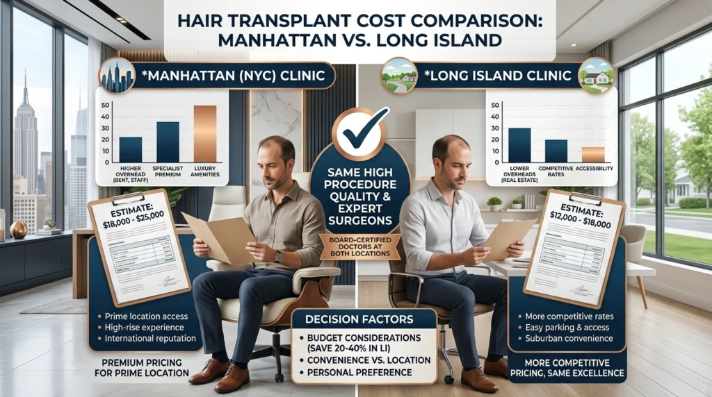 Hair transplant cost comparison between Long Island Manhattan and other major cities