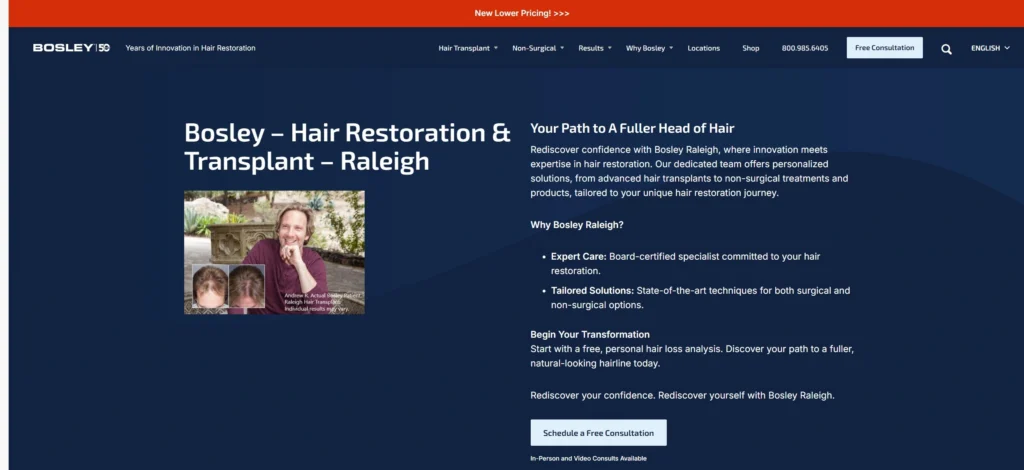 Bosley Hair Restoration & Transplant Raleigh​