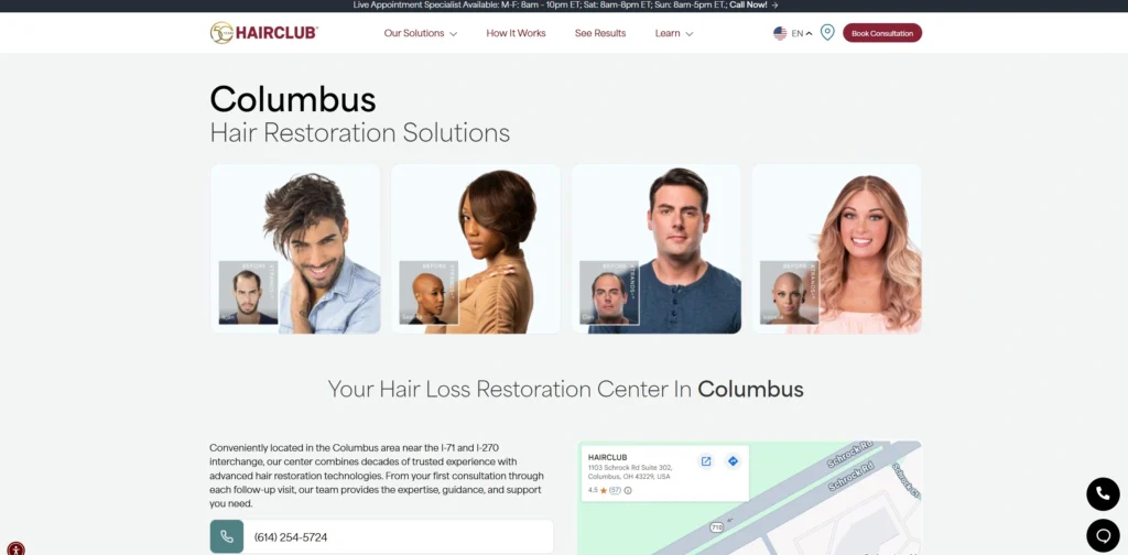 HairClub Columbus Best for Full-Spectrum Surgical & Non-Surgical