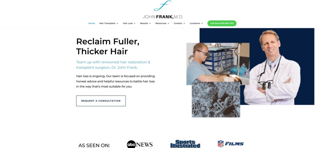 John Frank, MD Best Overall Columbus Hair Transplant