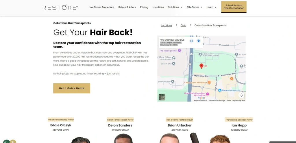 RESTORE Hair Columbus Best for Advanced FUE Technology