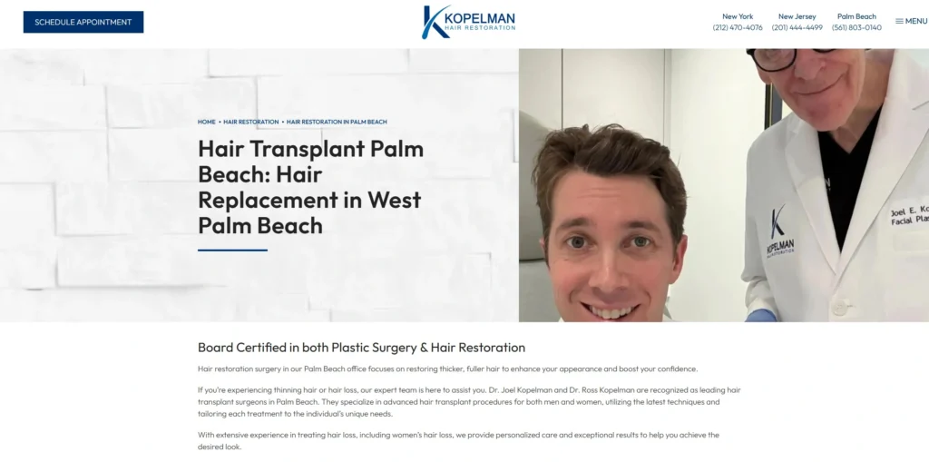 Kopelman Hair Premium FUE West Palm Beach